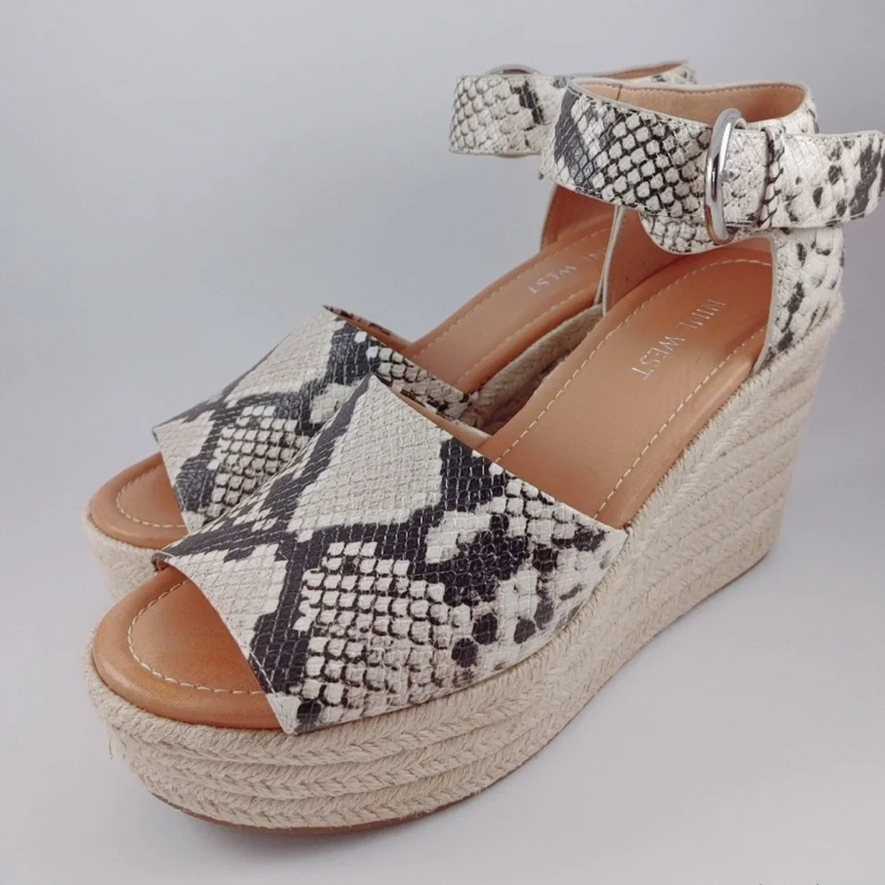 Ninewest Snakeskin Print Wedge Platform Sandal
